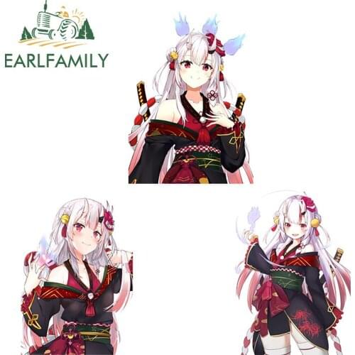 EARLFAMILY 13cm for Hololive Nakiri Ayame Car Stickers Refrigerator Decals Camper Waterproof Sunscreen Vinyl Car Door Protector