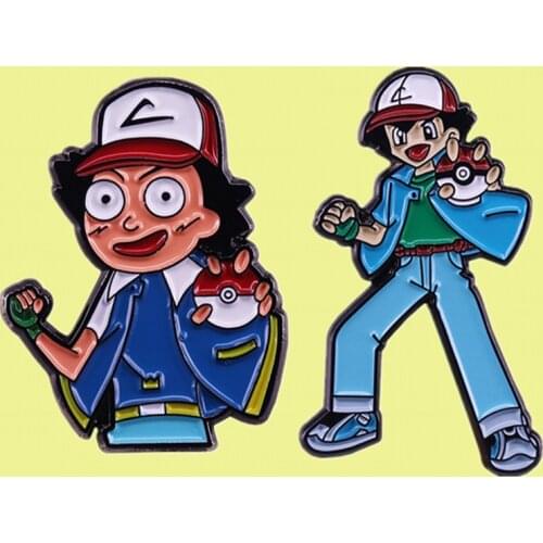 Rick Ash Ball Mashup enamel Pin pika Ultra Guardians pocket monster Anime game Brooch
