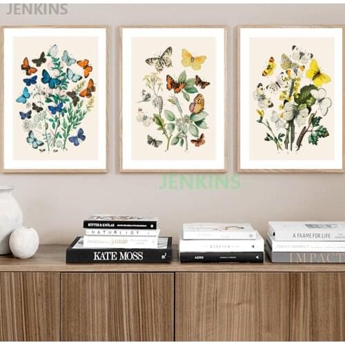 Canvas Painting Wall Pictures For Living Room Decor Leaves Flower Butterfly Nordic Posters And Prints Lepidopterist Insect Art
