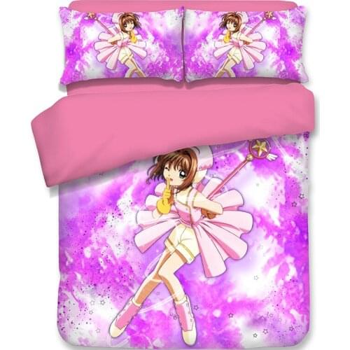 3D Anime Cardcaptor Sakura Print Bedding Set Duvet Covers Pillowcases One Piece Comforter Bedding Sets Bedclothes Bed Linen 06