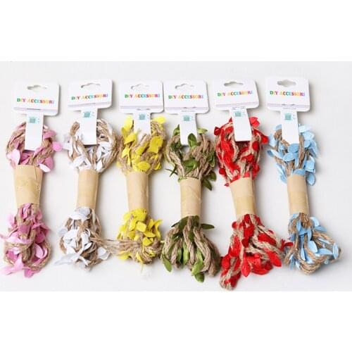 Hemp Leaf Rope 2M Xmas DIY Arrival Leaf Rope Natural Hessian Jute Twine Burlap Ribbon Craft Vintage for Home Wedding Party Deco