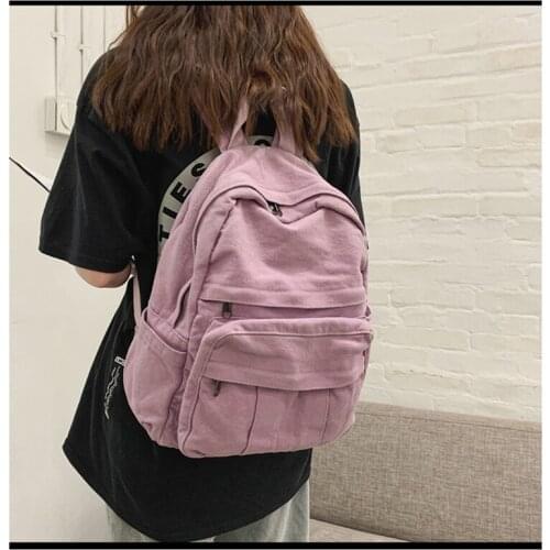 2021 Korean Version High Capacity Travel Backpack Laptop Canvas Women Backpack Female Schoolbag For Teenages Girls