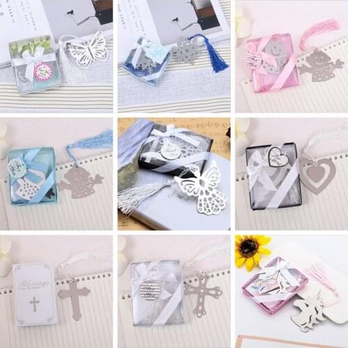 Creative Design Metal Bookmark in Gift Box Perfect For Baby Shower Favors Newborn Christening First Communion Party Giveaways