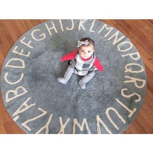 Round Polka Dot Cloud Kids Area Rug - Baby Infants Crawling Mat Cotton Teepee Tent Play Game Carpet Nursery Play Rug