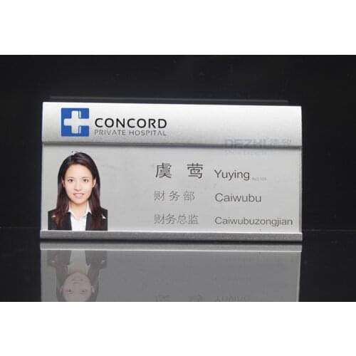 DEZHI 80X42mm Metal Name Badge Holder with Inner Paper, Pin/Magnet Name Plate for Manager Staff, 20pcs/lot, Free to Print LOGO
