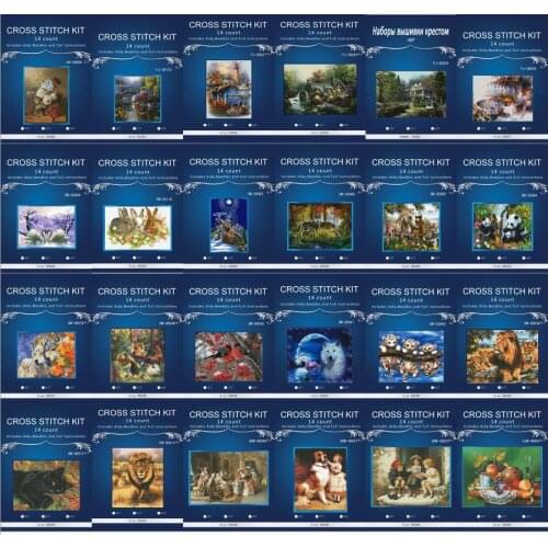 Oneroom Full 14CT Scenery Cross Stitch DIY White Canvas DMC Counted Kits Cross-stitch set Embroidery Needlework, 4