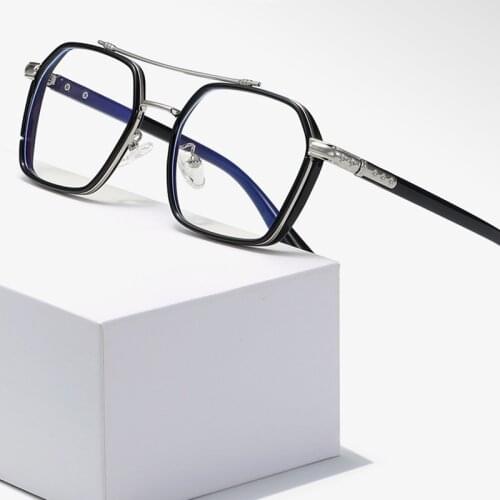 Double Beam Anti-blue Light Glasses Frame Metal Frames Flat Mirror Computer Goggles Women Men Unisex Fashion Eyeglasses