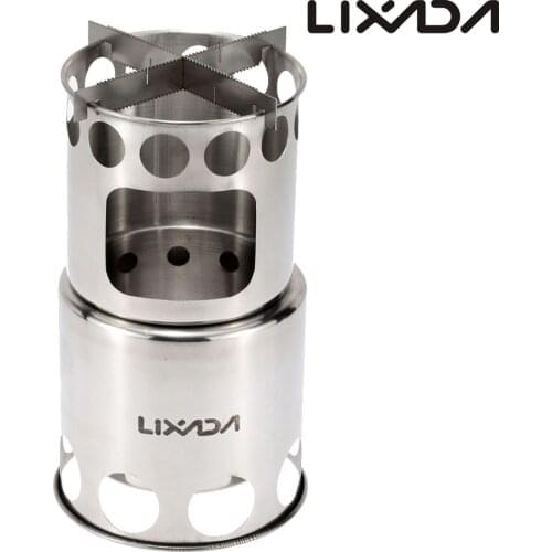 Lixada Portable Wood Stove Firewoods Furnace Outdoor Stove Cooking Burner Lightweight Stainless Steel Picnic Camping Wood Stove