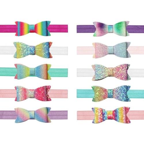 10 Pcs/lot Glitter Unicorn Flamingo Headbands Sequins Animal Owl Mermaid Bright Color Hairbands Children Girls Hair Accessories