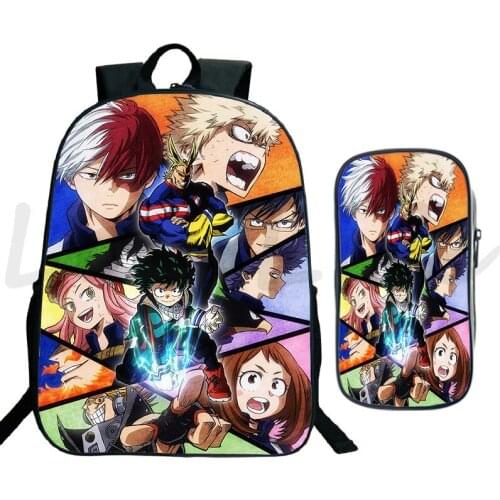 Anime Boku No Hero Academia School Backpack for Boys Girls Bagpack 2Pcs Set Zipper Bookbag My Hero Academia School Bag Mochila