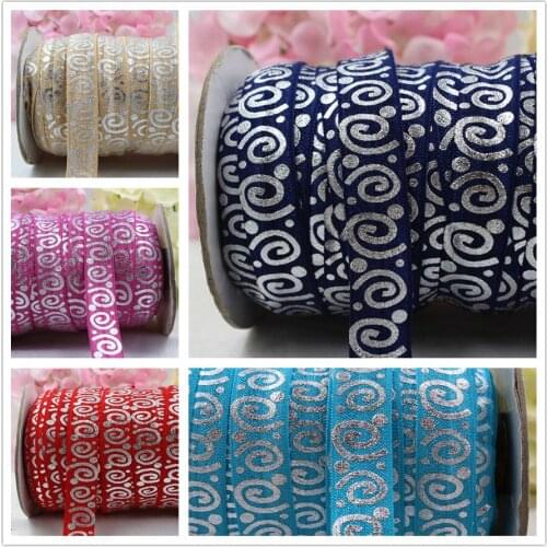 1659-7 , 5/8'' 16MM hot Silver print spiral Elasticity ribbon , 10 yards DIY handmade hair accessories Material , free shipping