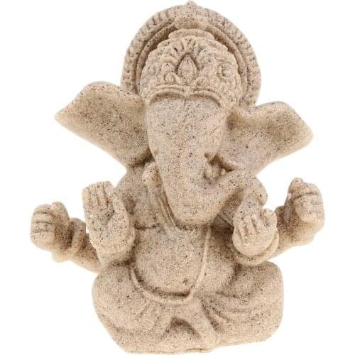 Sandstone Ganesh Statue God Elephant Indian Figurine Ornament - 10cm