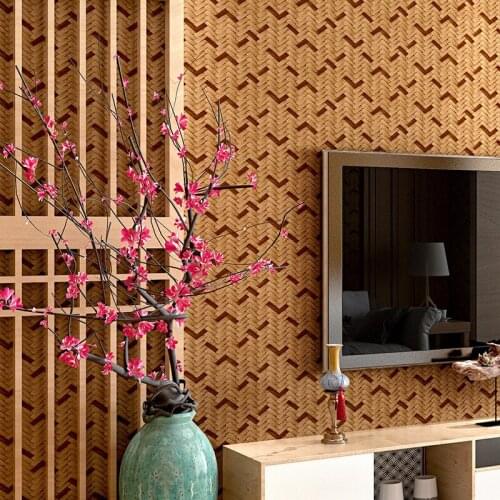 Beibehang Simulation bamboo woven wallpaper, classical Chinese style, tea house, hotel, bamboo mat, natural wallpaper