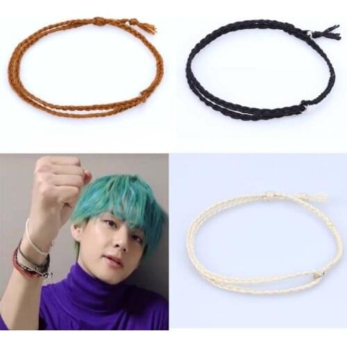 Bangtan Boys Rope Chain Suga Jin Tae Hyung V The Same Hand-woven Wishing Hand Rope Men and Women Girlfriends Bracelet Decoration