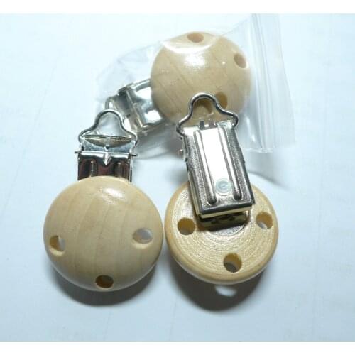 25PCS Nature Wood Baby Pacifier Holder Clips