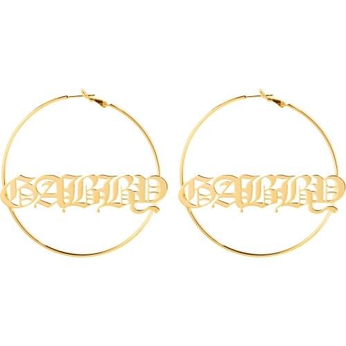 Zciti Custom Name Hoop Earrings Stainless Steel Personalized Custom Name Cricle Earrings For Women Round 3 Color Earrings