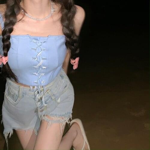 Women Knitted Crop Tops Summer Corset Tank Top For GIrls Camisoles Sleeveless With Lace Clothes Basic Stretch Y2K Cami