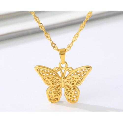2021 New Charms Animal Butterfly Necklace Women Necklace Chain Stainless Steel Hollow Pendant Necklaces Fashion Jewelry Mujer