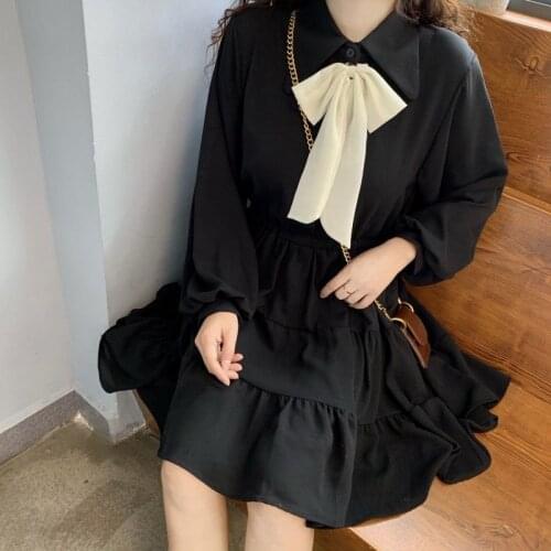 Woman Dress Summer Retro Butterfly Bow Tie Lantern Sleeve Womens Ruffled Large Swing Dress Vestido De Mujer