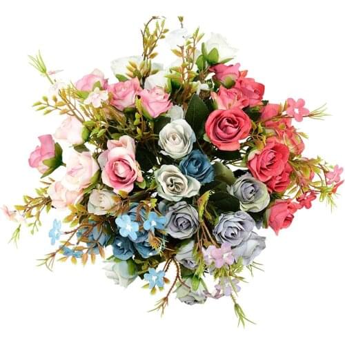 1pc 10 Head Artificial Rose Flowers High Quality Bouquet Wedding Bouquet Silk Rose Flower For Home Party Decor Fake Flowers