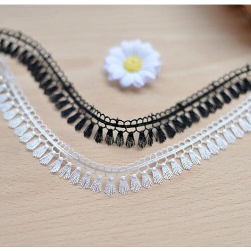 10 Meters White Black Fringe Lace Trim Sewing Material Accessories Hot Sale Tassel Lace Fabric Ribbon