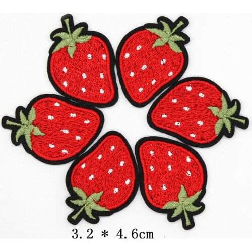 10pcs/lot Embroidered Sewing Iron On Strawberry Patches Plants Badge For Bag Jeans Hat Appliques DIY Sticker Cute Decoration