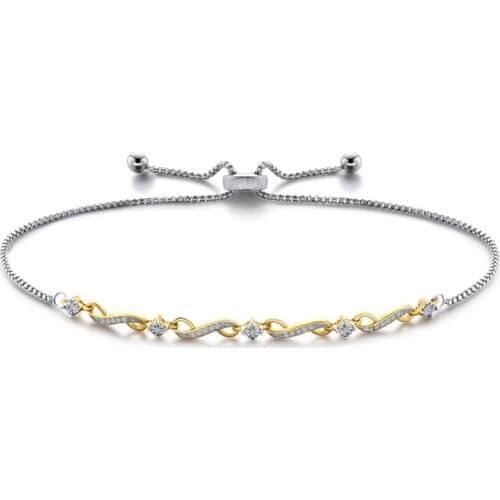 100% 925 Sterling Silver Korean Fashion Adjustable Gold Gemstone Bangle Charm Wedding Bracelet Fine Jewelry Drop Shipping