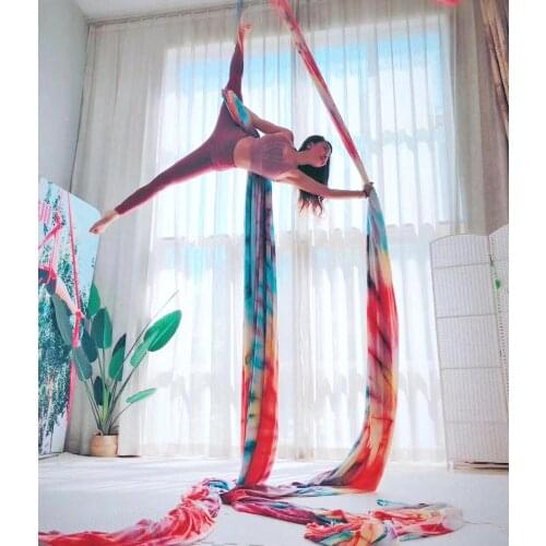 17.5Yards/16m fly Premium Aerial Silks set for home Yoga Ombre fly Sling Extension Antigravity Aerial Yoga Swing