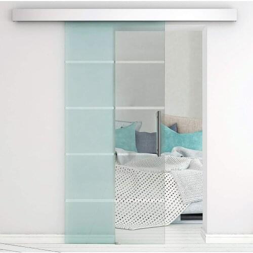 4.9FT/6FT/6.6FT Aluminium Alloy Frameless Brushed Glass Shower Sliding Barn Door Hardware Hidden Track Kit