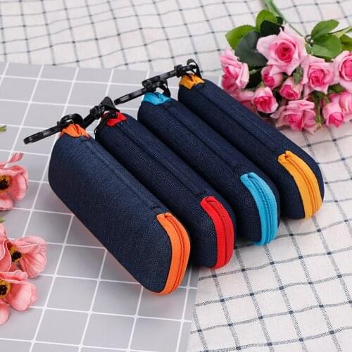 4 Colors Fabric Zipper Glasses Box Denim Sunglasses Protection Crush Resistance Container