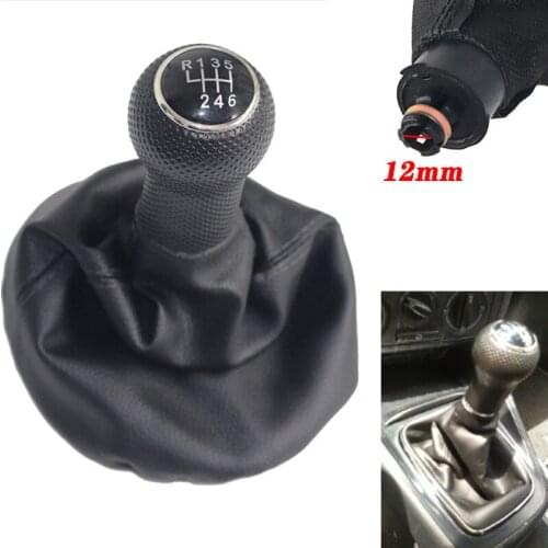5/6 speed Chrome & Leather Car Shift Gear Knob Lever Gaitor Boot Cover 12MM For VW GOLF 3 MK3 VENTO 1992 - 1998 T4
