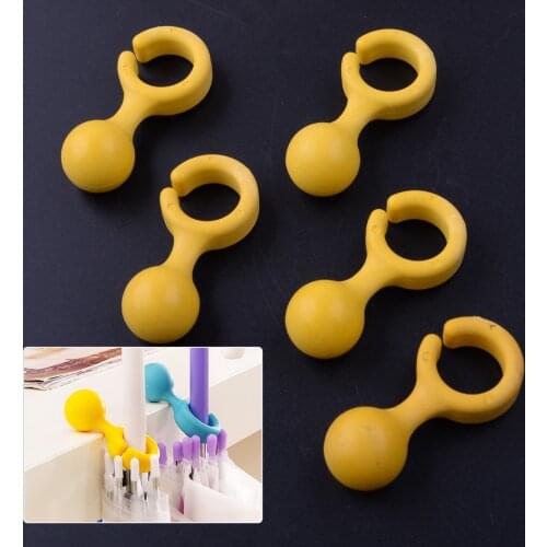5pcs Yellow Portable Easy-to-Use Desk or Table Clip Walking Stick Cane Holder on Table Rest