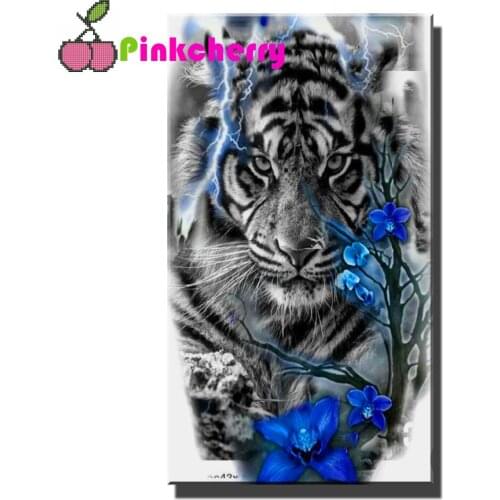 5d diy diamond painting full round drill 3d Cross stitch mosaic Sets Tiger Blue Orchid handmade diamond Embroidery Sale k1079