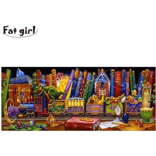 Large size Full drill DIY Diamond Painting Cartoon Dragon Library 5D Cross Stitch kit Crystal Diamond Mosaic Diamond embroidery