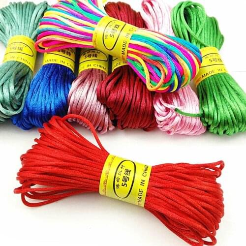 5#20m Satin Nylon Trim Cord Rattail Cord Chinese Knot 2.5mm For Bracelets Thread String Necklace DIY Jewelry Making Cords Line