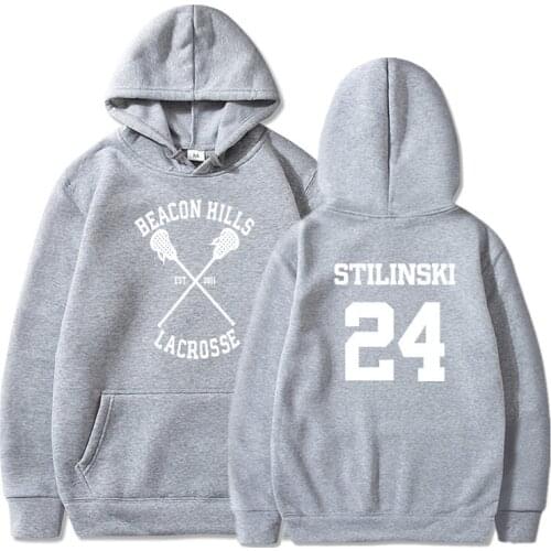 One-piece youth wolf hoodie mens stilinski 24 lahey mccall pullover print red hooded mens womens anime hip-hop streetwear nb8