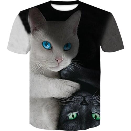Hot 3d T-shirt Print two cats print Short Sleeve T shirt Summer Men/Women Fashion Tops Tees High Quality Male compression shirts