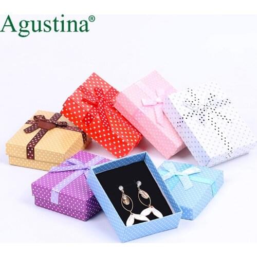 Box 2020 New Hot Engagement Ring Earrings Necklace Bow Square Jewelry Organizer Display Gift Holder Red Navy Black Pink Wedding