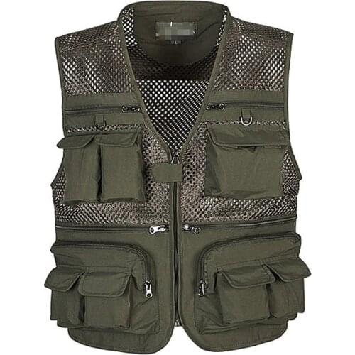 Top Selling Product In 2021 Summer Mens Vest Multi-pocket Large Size Mesh Vest Mens Clothing