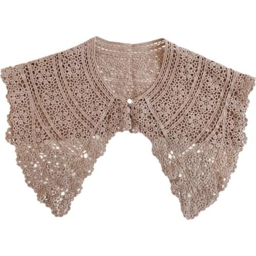 Fashion Women False Collar Flower Pattern Lace Brim Faux Collar Tie Choker Girls Summer Exquisite Decoration 066F