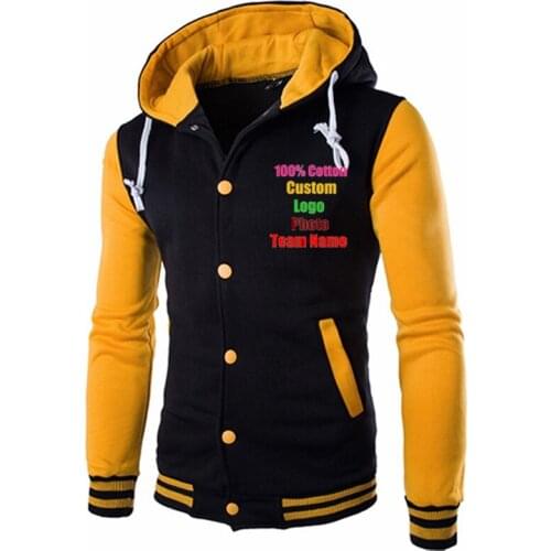 Custom Logo Team Text Photo Print Advertising Cotton Long Sleeve Oversize 5XL Men Hoodies Fashion Patchwork Sweater With Pocket