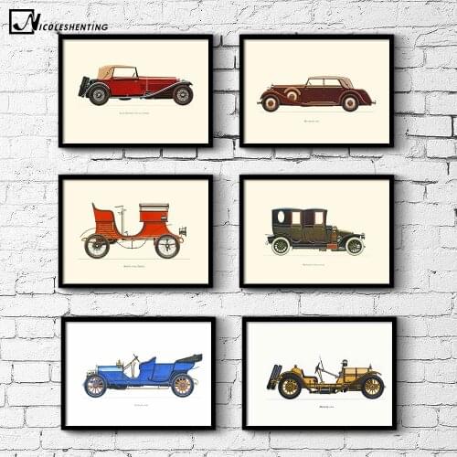 NICOLESHENTING Vintage Poster 1937s Classic Car Minimalist Art Canvas Poster Print Wall Picture Modern Home Room Wall Decoration