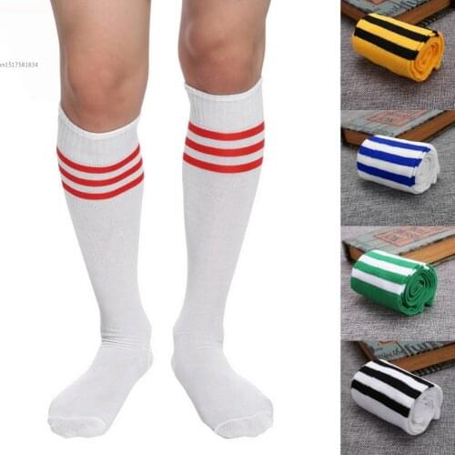 New Training Football Knee-high Striped Socks Classic Natural Color Socks Men Elastic Socks Women Stock Baseball Hockey Socks