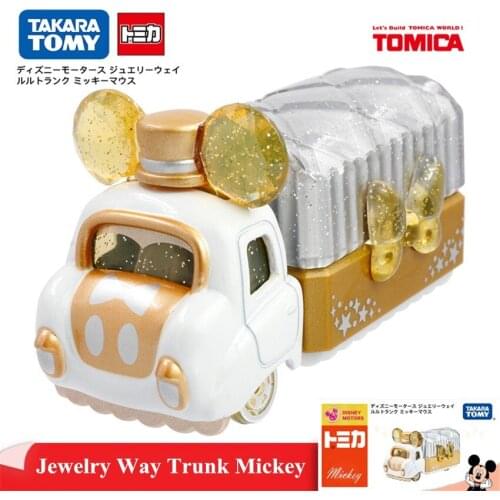 Original Tomy Mini Disney Jewelry Way Trunk Mickey Diecast Metal Model Car For BabyToy Collection Children Gift 595557