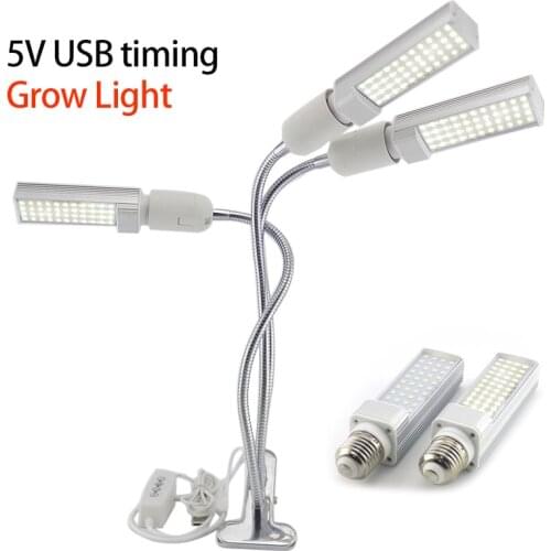 Full Spectrum indoor Plant LED Grow Light Phyto Lamp 3 Head USB timer Growing Lights growbox Growth room greenhouse Clip Holder
