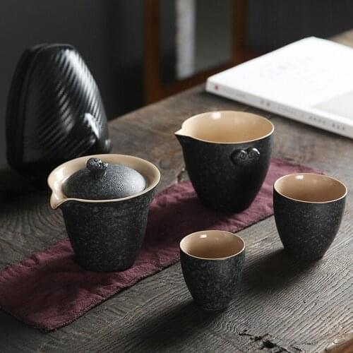 Japanese Style Teapot Portable Travel Tea Set Set Quick Cup One Pot Two Cups Office Tea Cup Ceramic Water Cup