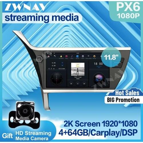 PX6 MAX-PAD 1920*1080 Android 9.0 Car Multimedia Player streaming media For Toyota Corolla 2017 2018 HIFI radio stereo head unit