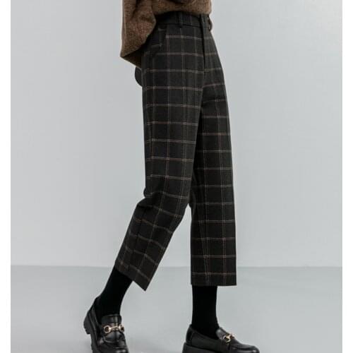 QoerliN Women's Plaid Trousers