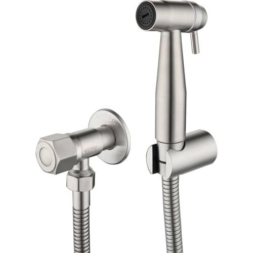 Bidet Spray Faucets Toilet Concealed Hot and Cold Bidet Spray Set Brushed Nickel Hand Held Sprayer Shattaf Bathroom Attachment