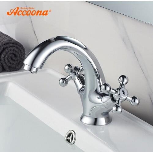 Accoona Retro European Bathroom Basin Faucets Chrome Plating Single Handle Hot and Cold Mixer Tap Deck Mount Basin Faucet A9071